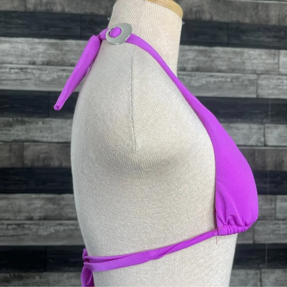 NEW La Blanca Swim Top Size 4‎ Halter Triangle Padded Cup Bikini Magenta Purple